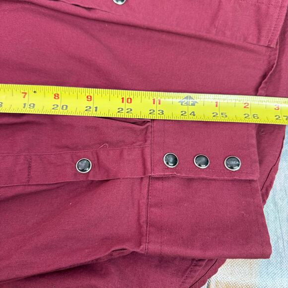 Rodeo Long Sleeve Pearl Snap Shirt Size XL Western Cowboy Maroon Red - Picture 7 of 8